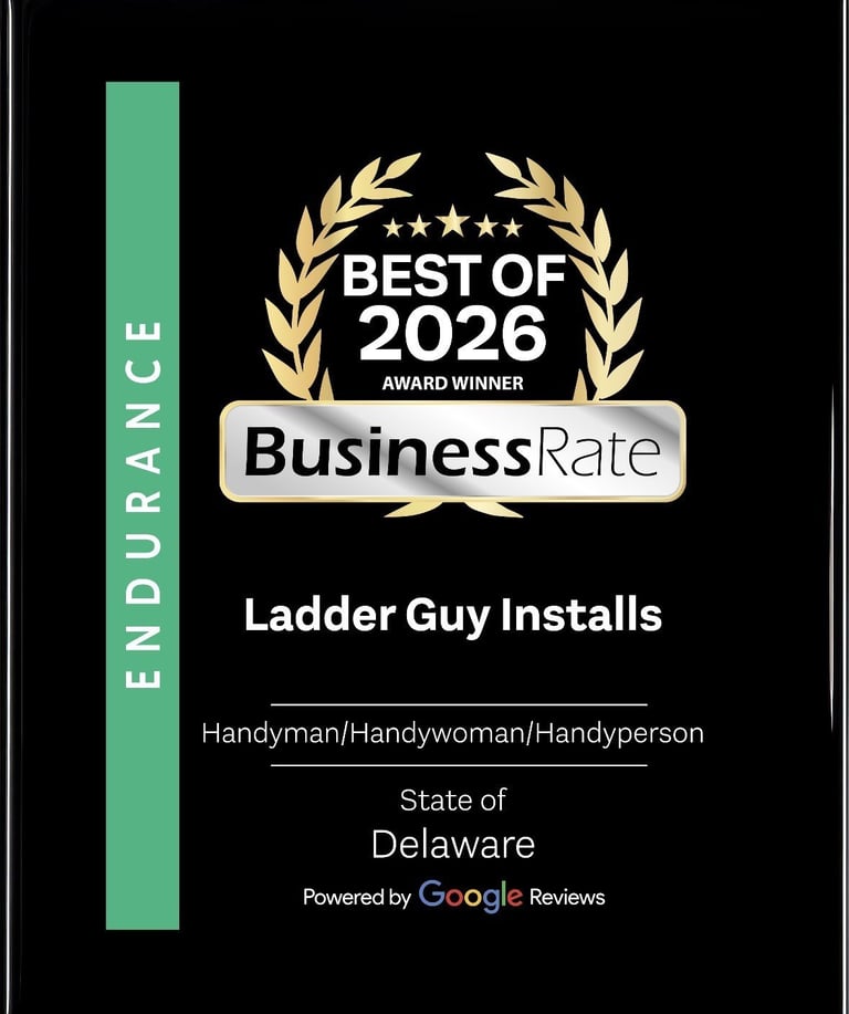 Best of 2026 Award Winner badge for Ladder Guy Installs, a handyman service in Delaware, from BusinessRate powered by Google Reviews
