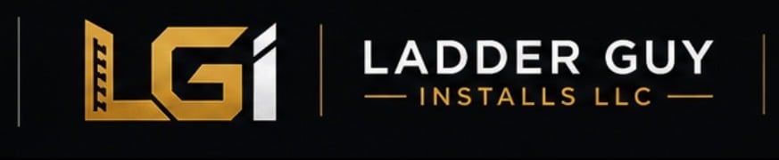 Ladder Guy Installs LLC logo with gold ladder icon and white text on black background